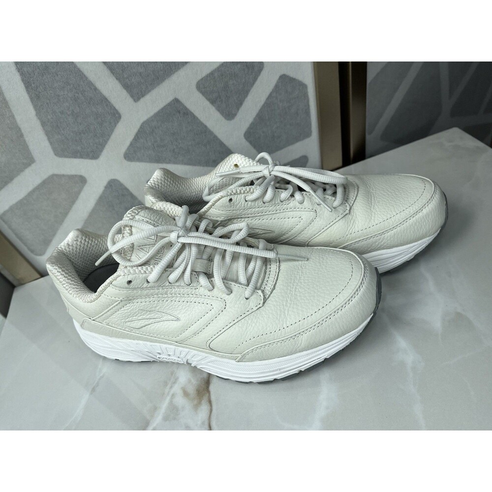 Brooks Dyad Walker White Leather Low Top Walking Shoe Women Sz 9.5 B - Picture 2 of 9